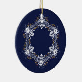 Navy Blue Bee Circle Keramisch Ornament (Rechts)