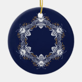 Navy Blue Bee Circle Keramisch Ornament (Voorkant)