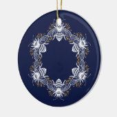 Navy Blue Bee Circle Keramisch Ornament (Links)