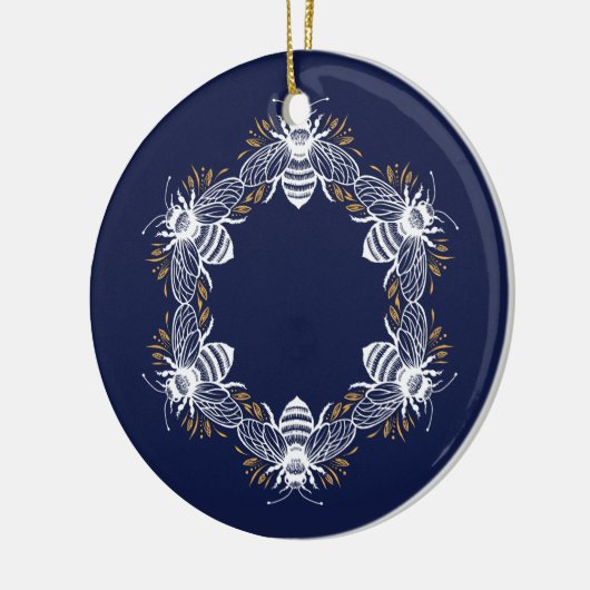Navy Blue Bee Circle Keramisch Ornament (Links)