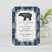 Navy Blue Beer Woodland Forest Baby Boy Shower Kaart (Staand voorkant)