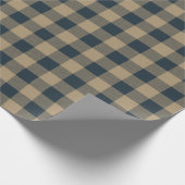 Navy Blue Beige Buffalo Plaid feestelijk gecontrol Cadeaupapier (Hoek)