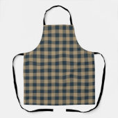 Navy Blue & Beige Buffalo Plaid Geruit Patroon Schort (Voorkant)