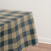 Navy Blue Beige Buffalo Plaid Rustiek Feestelijk Tafelkleed (Voorbeeld)