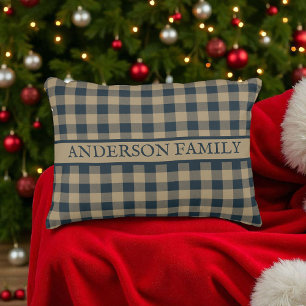 Navy Blue Beige Buffalo Plaid Rustieke Patroon Dec Accent Kussen