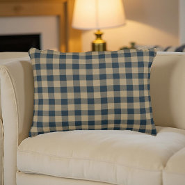 Navy Blue Beige Buffalo Plaid Rustieke Patroon Dec Accent Kussen