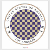 Navy Blue, Beige Checkerboard for Vacation Sticker (Vel)