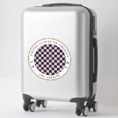 Navy Blue, Beige Checkerboard for Vacation Sticker (Koffer)