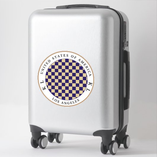 Navy Blue, Beige Checkerboard for Vacation Sticker (Koffer)