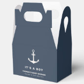 Navy Blue Beige Nautisch Anker Baby shower Bedankdoosjes (Open)