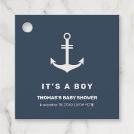 Navy Blue Beige Nautisch Anker Baby shower Bedankjes Labels