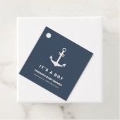 Navy Blue Beige Nautisch Anker Baby shower Bedankjes Labels (In situ)