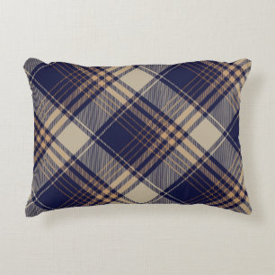 Navy Blue Beige Tartan Pset Argyle Patroon Accent Kussen
