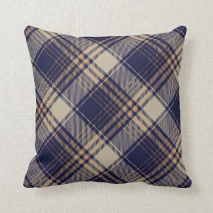 Navy Blue Beige Tartan Pset Argyle Patroon Kussen
