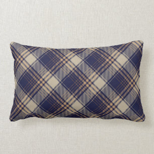 Navy Blue Beige Tartan Pset Argyle Patroon  Kussen