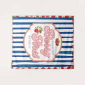 Navy Blue Berry Eerste Aardbei Verjaardag Achtergr Wandkleed (Voorkant (horizontaal))