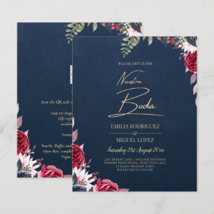 Navy Blue Berry Floral Burgundy Winter Herfst