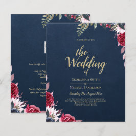 Navy Blue Berry Floral Burgundy Winter Herfst