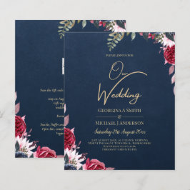 Navy Blue Berry Floral Burgundy Winter Herfst