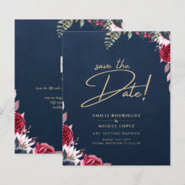 Navy Blue Berry Floral Burgundy Winter Herfst