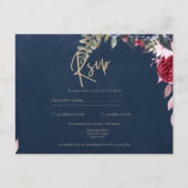Navy Blue Berry Floral Burgundy Winter Herfst Briefkaart (Voorkant)