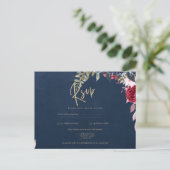 Navy Blue Berry Floral Burgundy Winter Herfst Briefkaart (Staand voorkant)