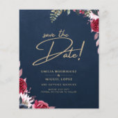 Navy Blue Berry Floral Burgundy Winter Herfst Flyer (Voorkant)