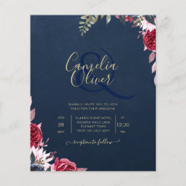 Navy Blue Berry Floral Burgundy Winter Herfst Flyer
