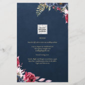 Navy Blue Berry Floral Burgundy Winter Herfst Flyer (Achterkant)