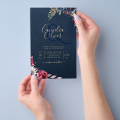 Navy Blue Berry Floral Burgundy Winter Herfst Flyer (Hand)