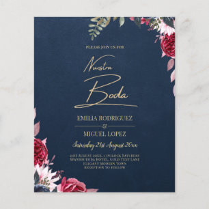 Navy Blue Berry Floral Burgundy Winter Herfst Flyer