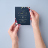 Navy Blue Berry Floral Burgundy Winter Herfst Flyer (Hand)