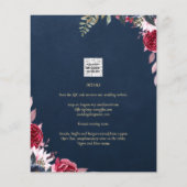Navy Blue Berry Floral Burgundy Winter Herfst Flyer (Achterkant)