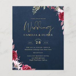 Navy Blue Berry Floral Burgundy Winter Herfst Flyer
