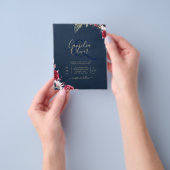 Navy Blue Berry Floral Burgundy Winter Herfst Flyer (Hand)