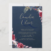 Navy Blue Berry Floral Burgundy Winter Herfst Kaart (Voorkant)