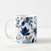 Navy Blue Berry Floral Waterverf Pattern Koffiemok (Links)