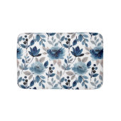 Navy Blue Berry Rozen Floral Pattern Bath Mat (Voorkant)