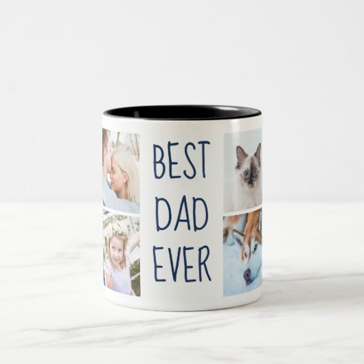 Navy Blue | Best DadEver Custom Photo Mug Tweekleurige Koffiemok (Center)
