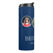 Navy Blue Best Dad's Day 3 Photo Collage Thermosbeker (Gedraaid links)