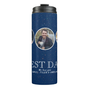 Navy Blue Beste Papa Vaderdag 3 Foto Collage Thermosbeker