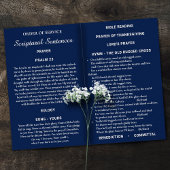 Navy Blue Bi-fold Custom Photo Funeral Programma Flyer