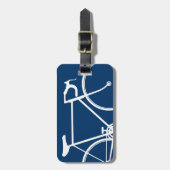 Navy Blue Bicycle Travel Bag Label Sjabloon Bagagelabel (Voorkant verticaal)