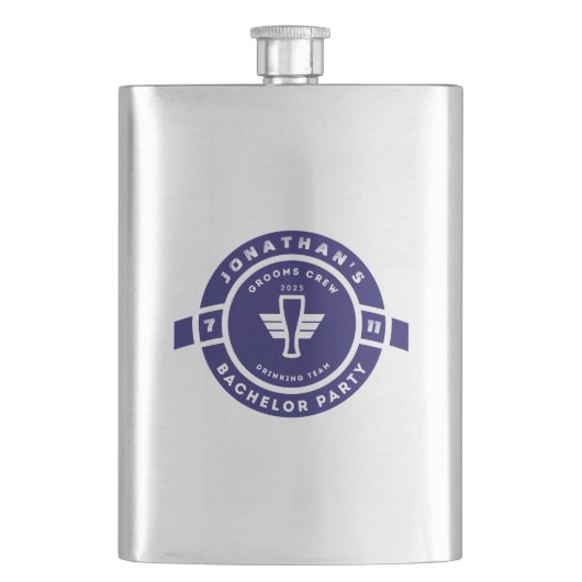 Navy Blue Bier Badge Verlovingsfeestje Flacon (Voorkant)