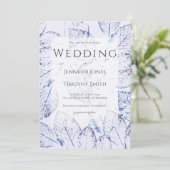 Navy Blue Birch verlaat natuur bruiloft Kaart (Staand voorkant)