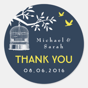 Navy Blue  Bird Cage Wedding Sticker