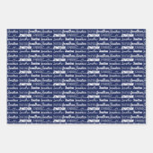 Navy Blue Birthday Custom Name Collage Inpakpapier Vel (Voorkant)