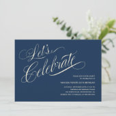 Navy Blue Birthday Invitations for Adults Kaart (Staand voorkant)