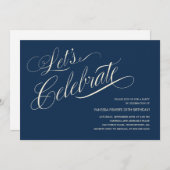 Navy Blue Birthday Invitations for Adults Kaart (Voorkant / Achterkant)