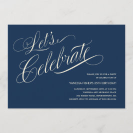 Navy Blue Birthday Invitations for Adults Kaart